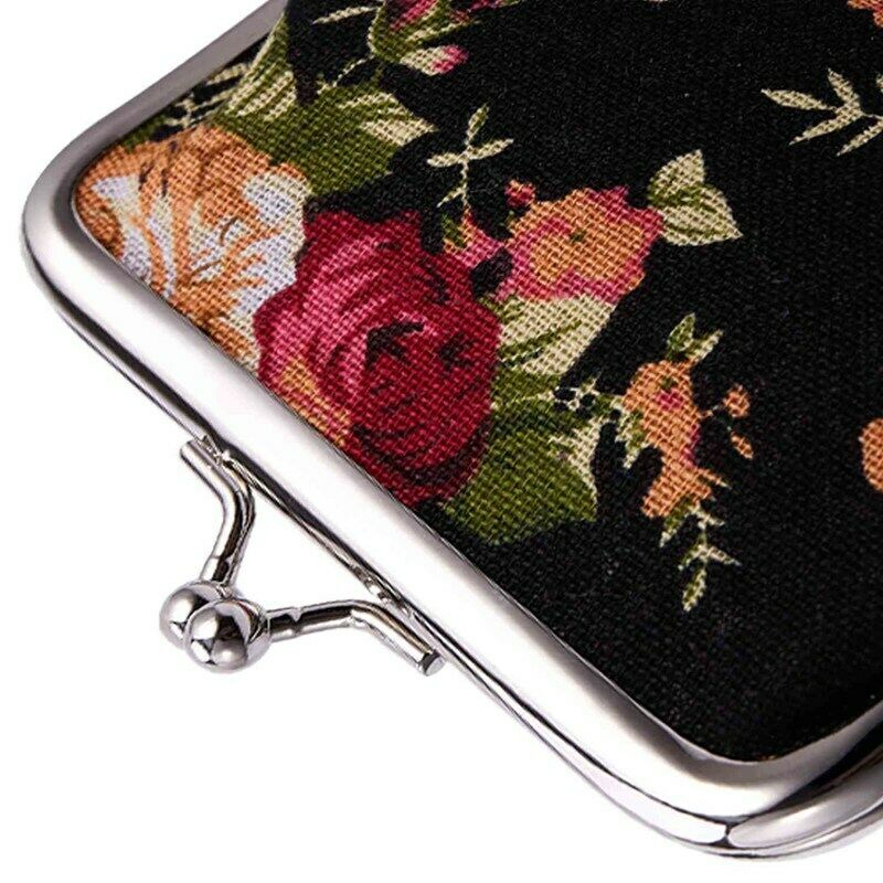 5X(Canvas Hasp Purse Key Coin Wallet Bag(black) U6M6)