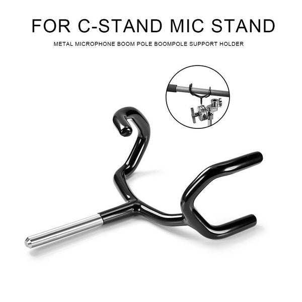 Black Stainless Steel Boompole Support Holder for C-Stands Microphone Stand