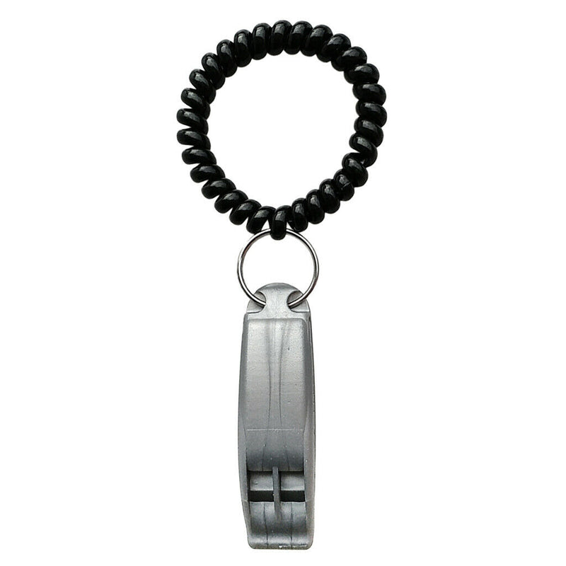 1 Piece Scuba Safety Whistle Outdoor Whistle with Black Wrist Coil Gray