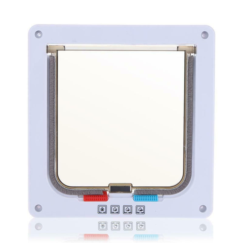 4 Way Lockable Dogs Cat Security Flap Door Kitten Puppy Pets Gate (White S) A