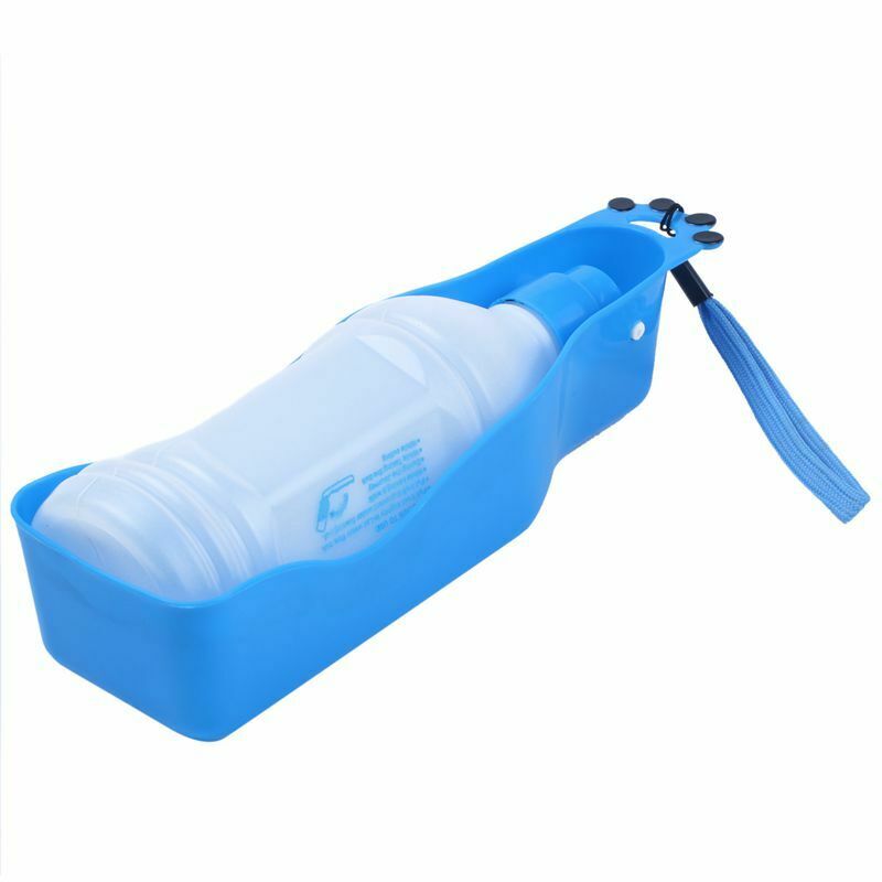 350ml Pet Dog Cat Plastic Water Dispenser Food Dish Feeder Blue+White