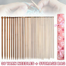 36Pcs 25cm Bamboo Single Pointed Knitting Needles Kit with Storage Case Set