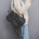 Korean Style Women PU Leather Casual Backpack Rivet Travel Bag School Bag