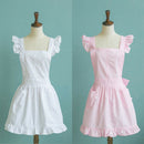 Victorian Style Pinafore Apron Maid Smock Costume Dress Ruffle Pockets White