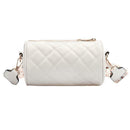 Fashion Women Leather Messenger Bag Cylinder Retro Shoulder Bags (White) A