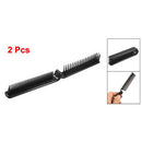 2 Pcs Travel Lady Black Fine Teeth Foldable Dual Pocket Straight Hair Comb E8T4