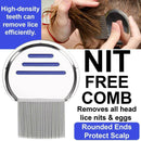 Lice Treatment Comb for Head Lice & Nit Lice Egg Removal, Stainless Steel Metal'