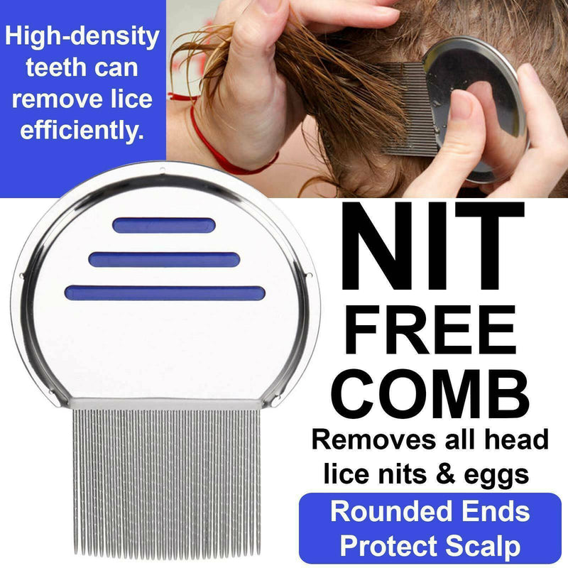 Lice Treatment Comb for Head Lice & Nit Lice Egg Removal, Stainless Steel Metal'