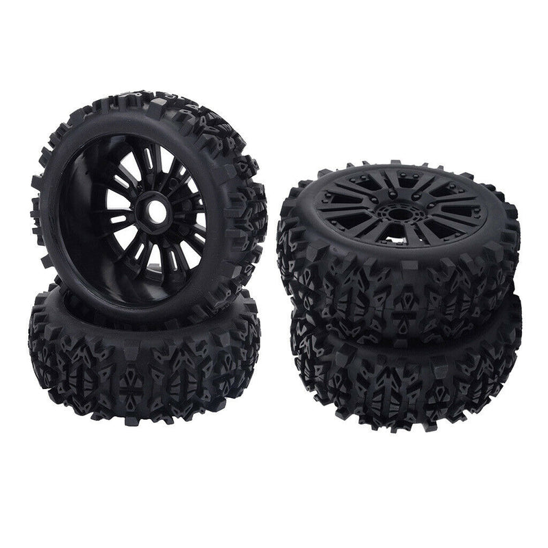 4pcs RC Tires and Wheel Rims Set Foam Inserts 12mm Hub for 1/8 Scale on Road