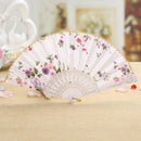 Folding Fan Chinese Flower Lace Silk Hand Held Fan Wedding Dancing Party Gift Ew