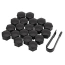 20Pcs 21Mm Car Tire Wheel Bright Black Bolt Nut Covers W/Removal Key Fit fo