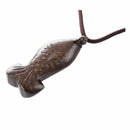 Woman Oxhide Synthetic Leather Necklace Wood Lucky Fish Pendant Brown
