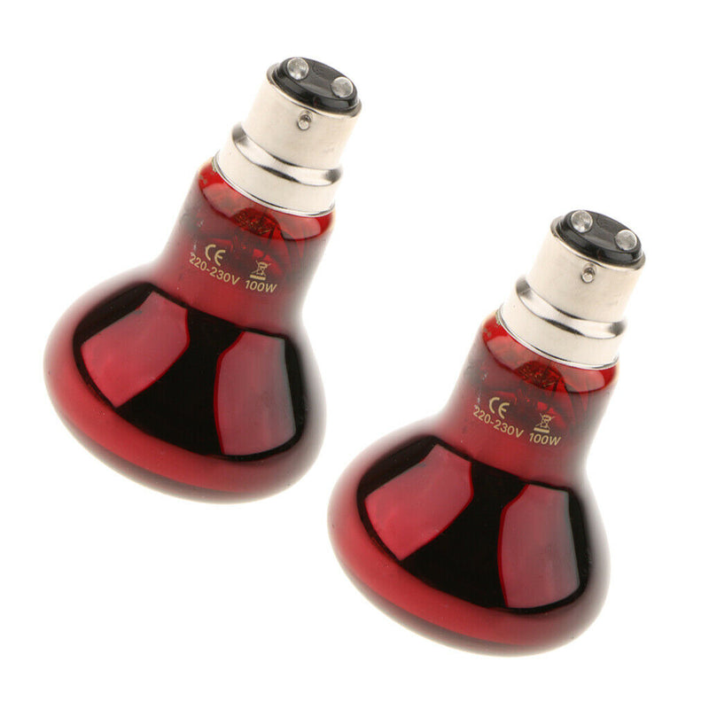 2 Pcs B22 220V UVA Reptile Bulb, Nightlight Infrared Heater for Pet Coop Heater