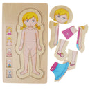 5-Layer Wooden Girl Body Puzzle, Help Your Girl Learn His Own Body Structure