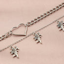Angel Pendant Necklace Hollow Out Love Double Layer Clavicle Chain Jewelry