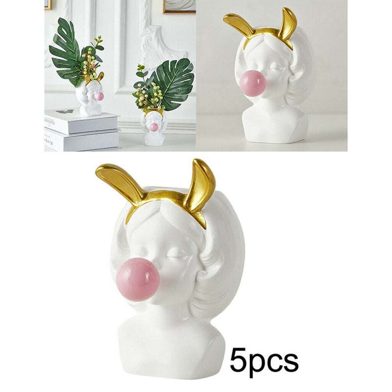 5pcs Cute Girl Blowing Bubbles Vinyl Succulent Planters Small Cactus Pot
