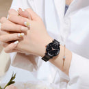 Elegant Magnet Buckle Watches Women Star Sky Dial Quartz Wristwatch (Black)