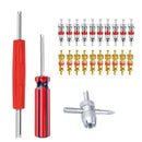 Valve Core Tool Set 20Pcs Valve Cores, 4-Way Valve Tool, Dual Single Head V V9V8