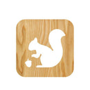 Wooden Squirrel Lamp Kids Bedroom Decoration Warm Light LED USB Night Light D7X5