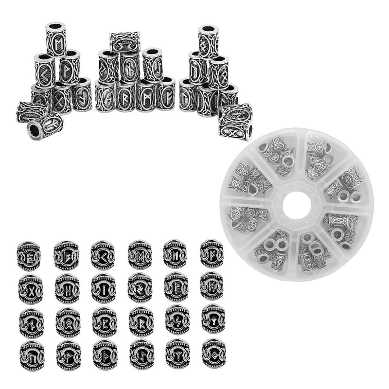 48Pcs Viking Beads Set Norse Hair Tube Beads,Exotic Design DIY Jewelry Hair