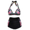 Women's Halter Geometric Print High Waisted Swimsuit Bathing Suits Bikini,  X8S4