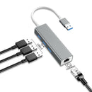 USB to 5Gbps USB 3.0 RJ45 10/100Mbps Wired Ethernet Adapter Hub (Grey)