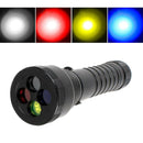 LED Flashlight Signal Torch 4-Color Light Rechargeable Lantern Fishing