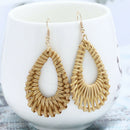 Women Bamboo Rattan Geometric Water Drop Shaped Ear Stud Earrings Women Jewe OZ