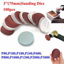 100Pcs 3'' 75mm Mixed Sander Sanding Discs 80-3000 Grit Pads Hook Loop Sandpaper