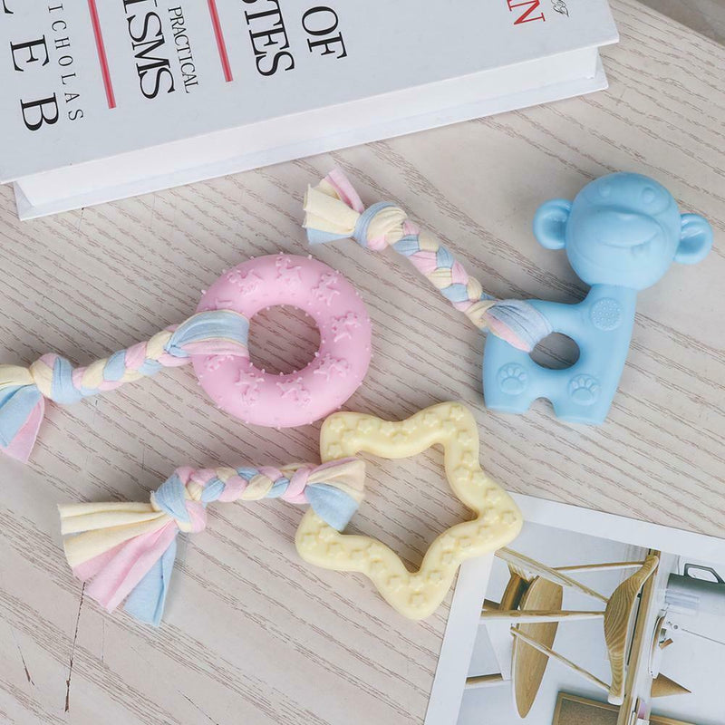 3pcs Natural Rubber Pentagram Circle Monkey Shape Pet Dog Interactive Toys