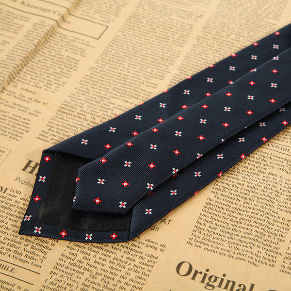 Red White Blue Flowers Neoclassical Spend 100% Silk Jacquard Tie Men's Tie #gib