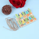 cactus wooden clips 10pcs message photo holder card paper pegs with rope  Z BX
