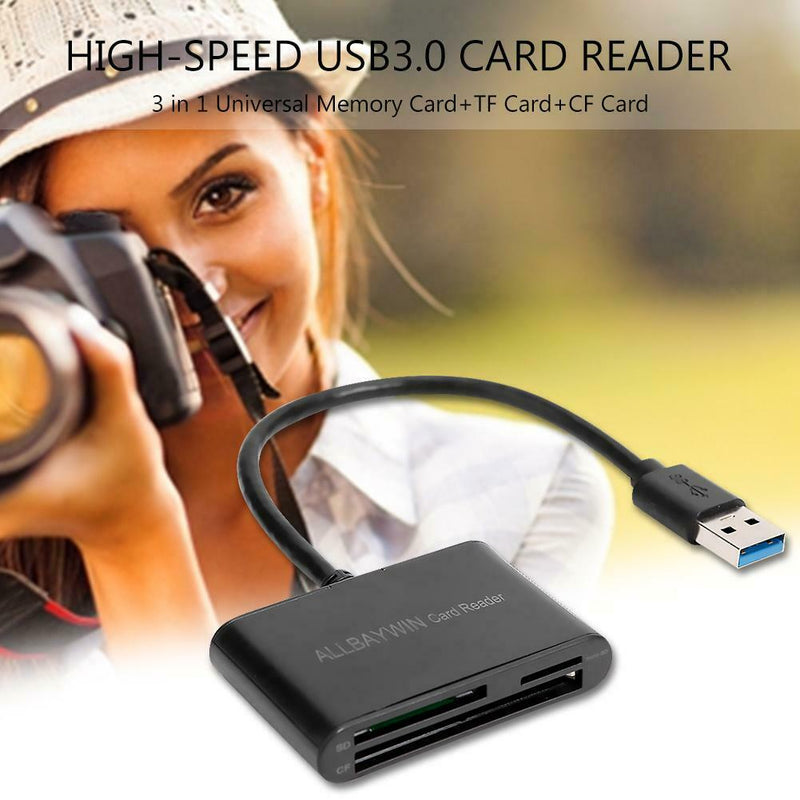 3 in 1 Universal Memory Card+TF Card+CF Card High-Speed USB3.0 Card Reader A