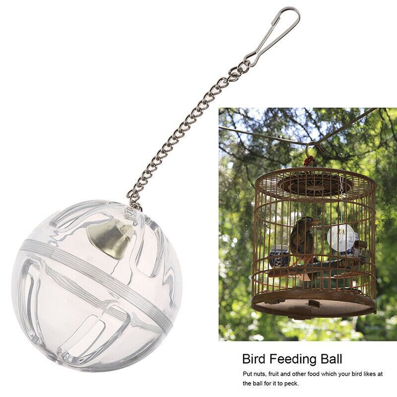 Parrots Ball Feeder Hanging Cage Feeding Birds Bell Foraging Chain For TreatASE