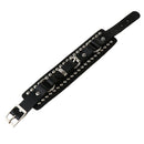 Punk Adjustable Leather Bracelet Wide Belt Cuff Bangle for Men Women Black