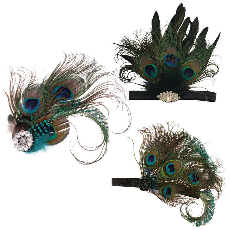 Peacock Feather Headpiece Women Hair Accessory for Wedding Fancy Dress Party
