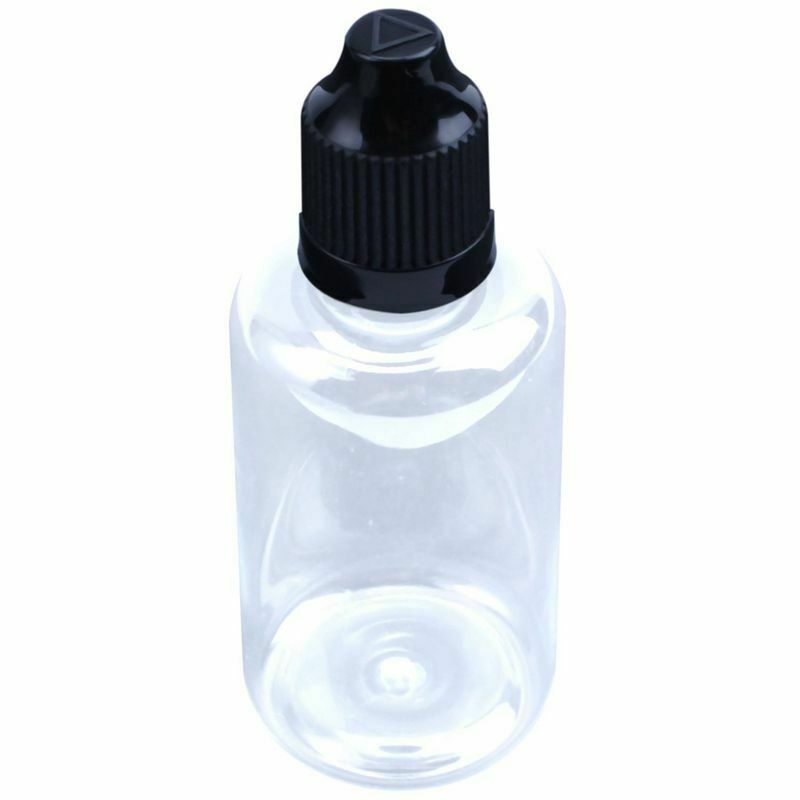 10 Pcs 50ML Empty Dropper Bottles Liquid Needle Tip Cap PET Black I7P2
