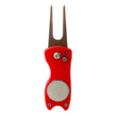 Collapsible Spring Golf Divot Repair Fork Ball Marker Alignment Tools Red
