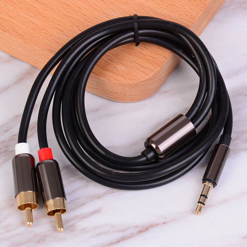 1m 3.5mm Male jack to 2 rca male aux stereo analog audio Y adapter cable cord 3C