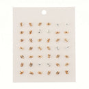 21 Pairs Stud Earrings Set Cross Arrow Tassel Triangle Shape Cubic Zirconia