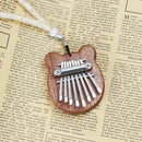 8 Keys Thumb Piano Bear Shape Mahogany Board Mini Kalimba with Lanyard