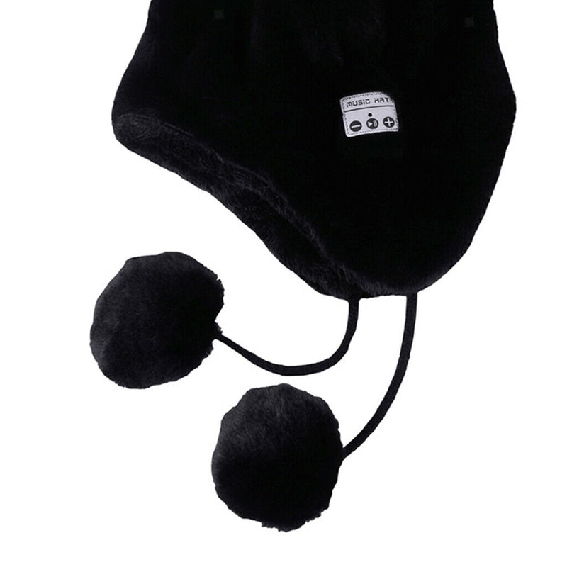 Bluetooth Headphones Beanie Hat Smart Wireless Headset Knit Smart Cap Black