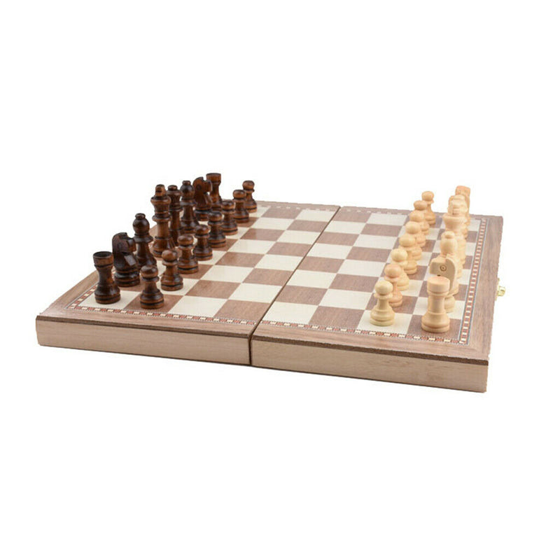 Professional Tournament 3-in-1 Wooden Chess Set Portable Folding Chessboard