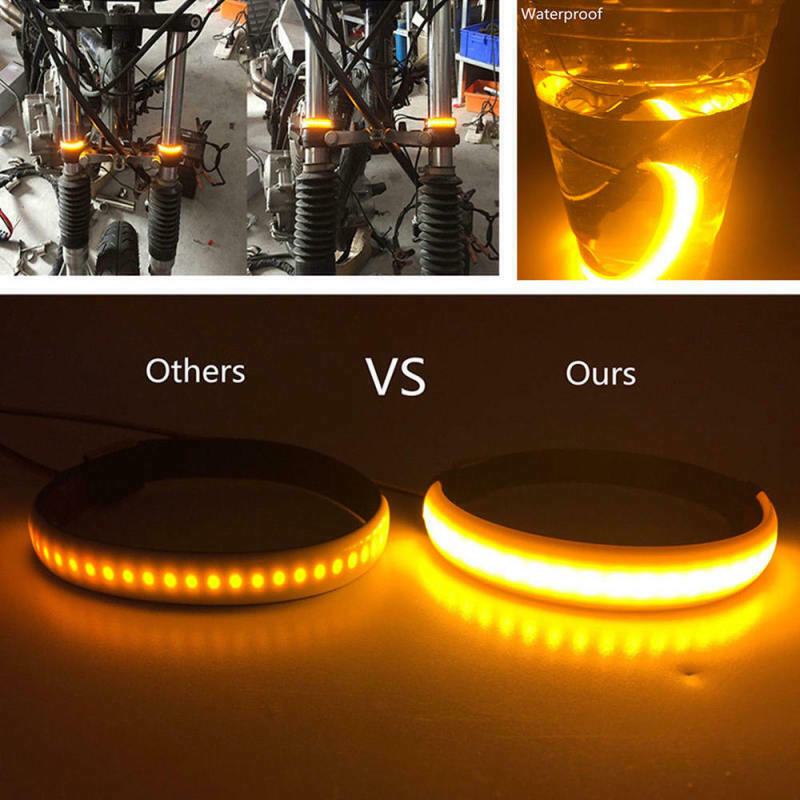 1 Pair SMD LED Strip Bike Motorcycle Car Fork Turn Signal Indicator Lig ECS