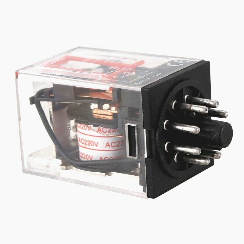 MK2P-I Clear Shell DPDT AC220V Coil Power Relay Socket Base I5A2