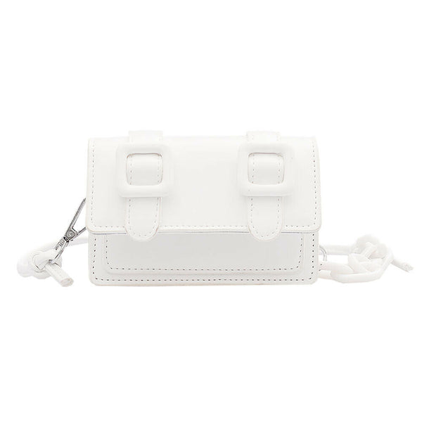 Mini Shoulder Bags Candy Color Purse Women PU Crossbody Handbag (White)