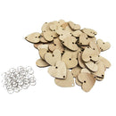 100x Round Heart Wooden Chips Slices Discs Board Tags DIY w/ Assembly Hook