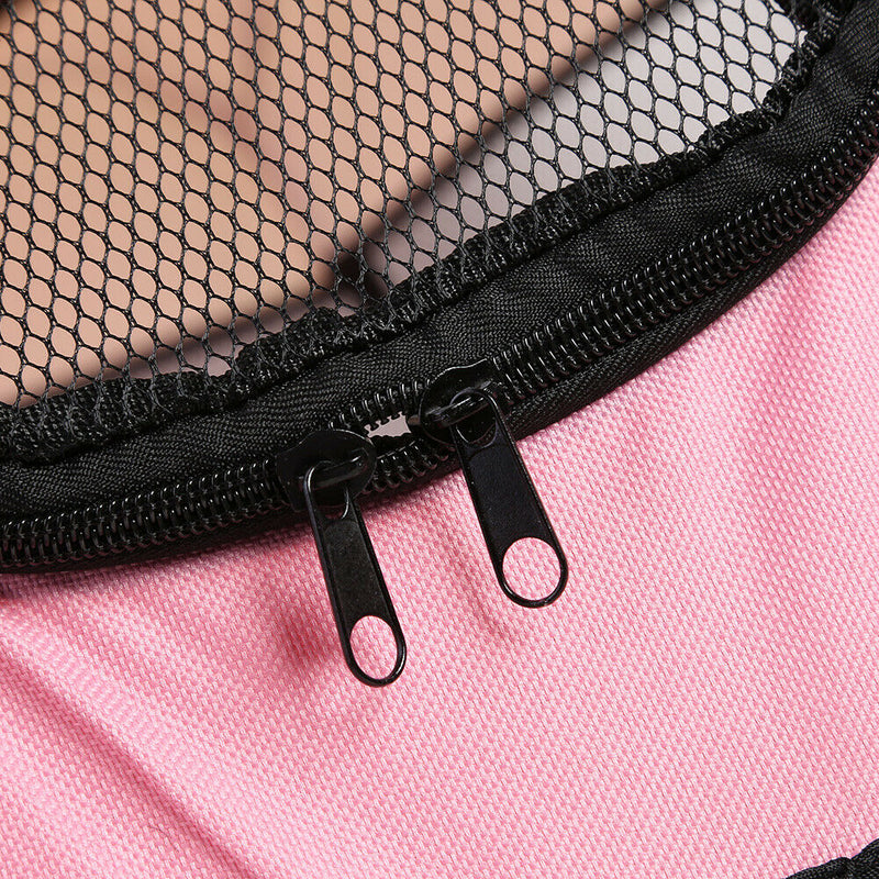 Portable Folding Pet Tent Oxford Dog House Cat Cage Zipper Kennel (Pink) A