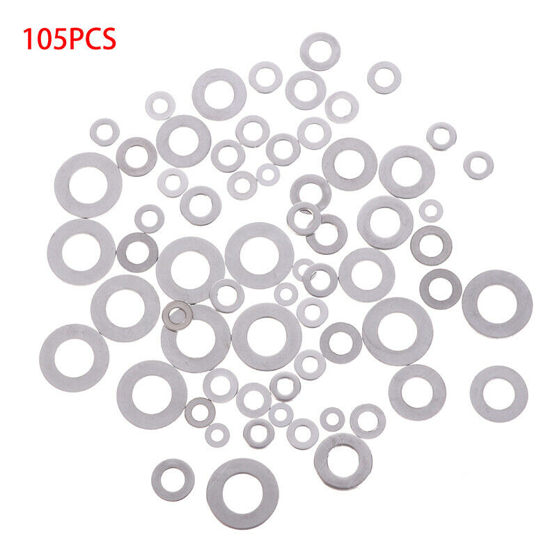 105Pcs O Shape Flat Washer Stainless Steel Washers Plain Washer Gaskets Suit_kz