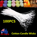 100pcs Candle Wicks Low Smoke Pre Waxed Wick with Tabs Sustainers Cotton Core AU